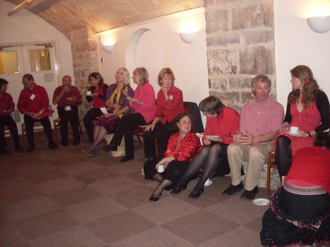 Tea, coffee and cakes below St Mickal's church
